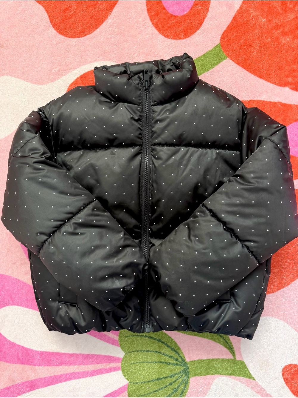 Zara girls Black Puffer Jacket with rhinestones